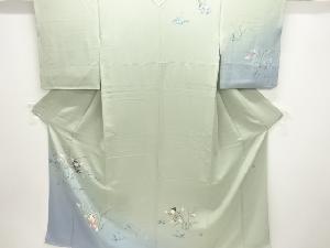 関口遼一作　手描き友禅童子に撫子・菫模様訪問着